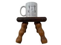 Alternative view of Vintage French Bench Stool Wooden Brown Natural Wood Small Stand Chair Display Rest Plinth Seating Seat Plant Tabouret c1960-1970's / EVE