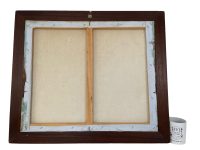 Alternative view of Vintage French Framed Oil Painting On Canvas Of Lake in Winter Snow Mountains frame scenic rustic circa 1980-90's / EVE