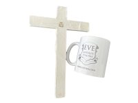 Alternative view of Vintage French Crucifix White Plaster Crucified Christ Catholic Church Chapel Cross Religious Symbol Jesus c1970's / EVE