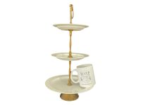 Alternative view of Vintage French Afternoon Tea Plates Cake Sandwich Serving Table Display White Gold Porcelain Bowl Dish c1970's / EVE