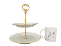 Alternative view of Vintage French Afternoon Tea Plates Cake Sandwich Serving Table Display White Gold Porcelain Bowl Dish c1970's / EVE