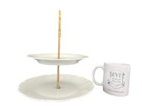 Alternative view of Vintage French Afternoon Tea Plates Cake Sandwich Serving Table Display White Gold Porcelain Bowl Dish c1970's / EVE