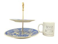 Alternative view of Vintage German Afternoon Tea Plates Cake Sandwich Serving Table Display Blue White Porcelain Bowl Dish Plate c1970's / EVE