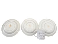 Alternative view of Vintage French Ceramic White Rose Set Of Three Serving Soup Bowl Dish Lunch Small Side Plate c1960-70's / EVE