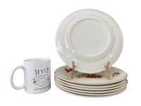 Alternative view of Vintage French Ceramic Transferware White Vegetable Legume Set Of Seven Serving Plates Dish Lunch Dinner Side Plate c1960-70's / EVE