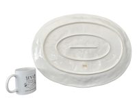 Alternative view of Vintage Portuguese Ceramic White Turkey Plate Platter Server Serving Plate Dish Lunch Dinner Side c1970-80's / EVE