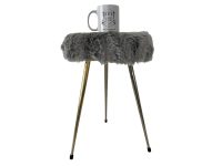 Alternative view of Vintage French Stool Pelfran Style Black Metal Padded Cushioned Fluffy Grey Chair Stand Display Rest Seating Tabouret c1960-70's / EVE