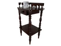 Alternative view of Vintage French Small Stand Table Wood Brown Telephone Side Flower Pot Ornament Display Shelf Prop circa 1970-80's / EVE