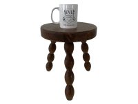 Alternative view of Vintage Stool French Wooden Wood Milking Chunky Chair Seat Bobbin Farm Round Shaped Seat Plant Rest Stand Plinth Tabouret c1960-70's / EVE