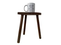 Alternative view of Vintage Stool Wooden Wood Milking Chair Seat Kitchen Table Farm D Shaped Seat Plant Rest Stand Plinth Tabouret c1960-70's / EVE