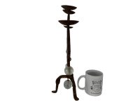 Alternative view of Antique French Candelabra Rusty With Hand Made Glass Attachments Gothic Iron Four Candles Light Lantern Candle Lamp Design c1900's / EVE