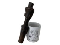 Alternative view of Vintage African Rwandan Wooden Brown Natural Wood Man Scar Figurine Standing Ornament Tribal Carving Statue Decor Display c1960-70's / EVE