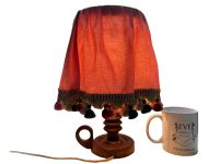 Alternative view of Vintage French Bedside Dressing Table Desk Wood Pink Electric Lamp Light Electric Lampshade c1960-70's / EVE