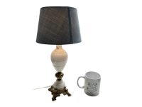 Alternative view of Vintage French Bedside Dressing Table Desk Alabaster Gold Foot White Stone Electric Lamp Light Electric c1960-70's / EVE