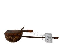 Alternative view of Vintage African Stringed Musical Instrument Drum Wooden Decor Carved Carving Sculpture Calabas Wood Tribal Art c1980-90's / EVE