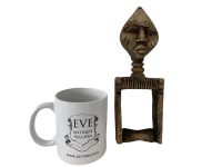 Alternative view of Vintage African Small face Pulley Wooden Standing Decor Carved Statue Carving Sculpture Wood Tribal Art c1970-80's / EVE de France