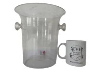 Alternative view of Vintage French Clear Plastic La Table Des Sommeliers Champagne Wine Ice Bucket Cooler Display Stand Pot Handled c1980-90's / EVE