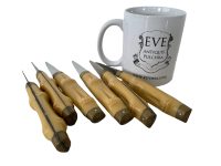 Alternative view of Vintage French Wood Metal Oyster Shellfish Opening Knifes Kitchen Tools Serving Tool Cutlery circa 1970's / EVE