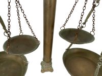 Alternative view of Vintage Italian Heavy Alabaster Stone Base Brass Kitchen Weighing Scale Heavy Patina Butcher Grocer Circa 1960-70's / EVE