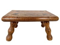 Vintage French Bench Stool Wooden Brown Natural Wood Small Stand Chair Display Rest Plinth Seating Seat Plant Tabouret c1960-1970's / EVE