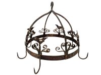 Vintage French Black Rusty Metal Ceiling Hanging Kitchen Rack Hooks Hanger Display Saucepan Tools DAMAGED circa 1990's / EVE