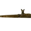 Antique CH Gautier T Baise Signed Letter Opener French Dog Brass Metal Decorative Knife Ornate Desktop Desk Office Gift c1910-20s / EVE