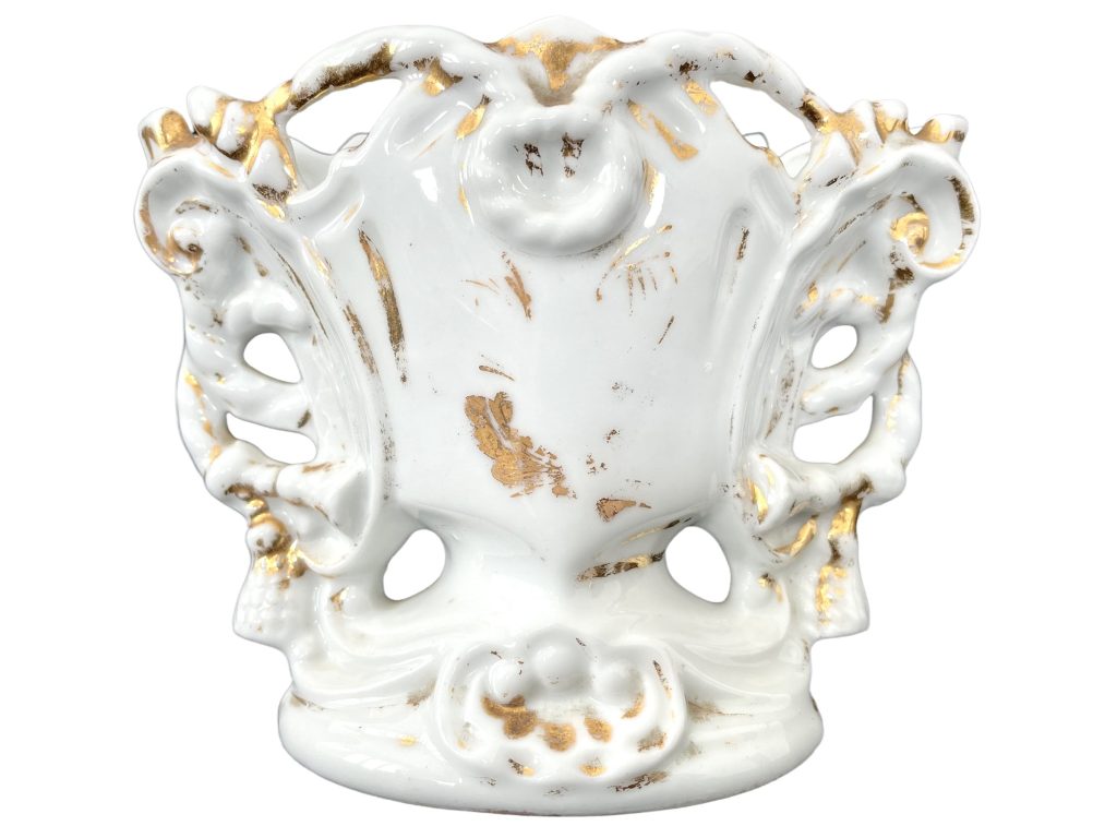 Antique French Marriage Wedding Bud Vase Ceramic Globe de Marie Mairee Globe Gift Dome Presentation Decorative c1850-1900’s / EVE