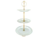 Vintage French Afternoon Tea Plates Cake Sandwich Serving Table Display White Gold Porcelain Bowl Dish c1970's / EVE