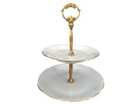 Vintage French Afternoon Tea Plates Cake Sandwich Serving Table Display White Gold Porcelain Bowl Dish c1970's / EVE