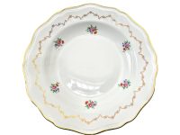 Vintage French Ceramic White Rose Set Of Three Serving Soup Bowl Dish Lunch Small Side Plate c1960-70's / EVE