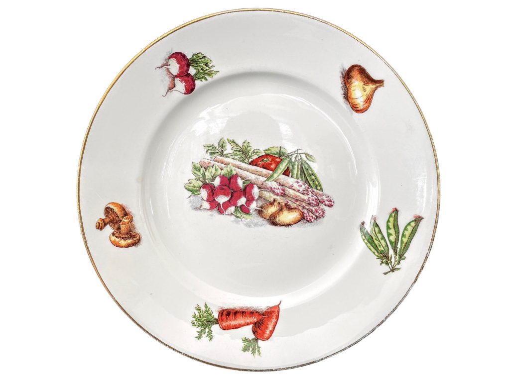 Vintage French Ceramic Transferware White Vegetable Legume Serving Plate Dish Lunch Dinner Side c1960-70's / EVE