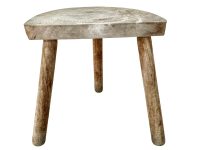 Vintage French Simple Stool Chair Seat Wooden Wood Milking Kitchen Table Farm D Shaped Seat Plant Rest Stand Plinth Tabouret c1980's / EVE