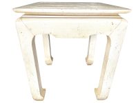 Vintage Chinese Table Off White Cream Wooden Table Side Stand Display Rest Plinth Ornate Regal Prop Tabouret c1960-70's / EVE