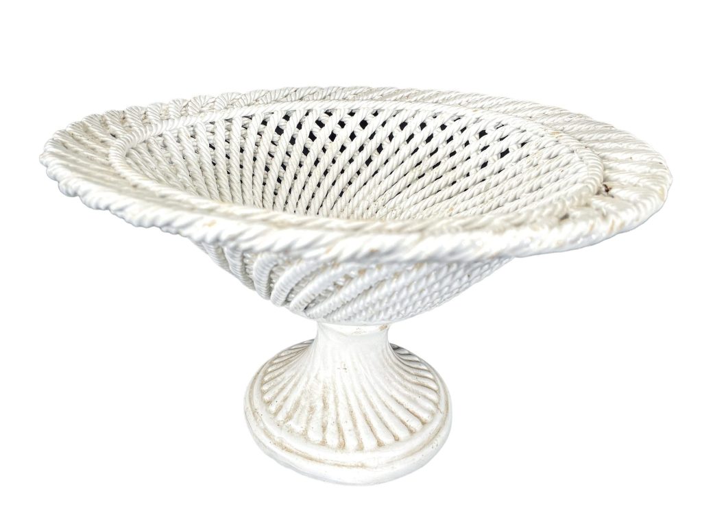 Vintage French White Ceramic Lattice Woven Look Basket Bowl Fruit Bread Serving Dish Plate c1960-1970’s / EVE
