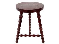 Vintage Stool French Wooden Wood Milking Chair Seat Bobbin Table Farm Round Shaped Seat Plant Rest Stand Plinth Tabouret c1970-80's / EVE