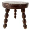 Vintage Stool French Wooden Wood Milking Chunky Chair Seat Bobbin Farm Round Shaped Seat Plant Rest Stand Plinth Tabouret c1960-70's / EVE