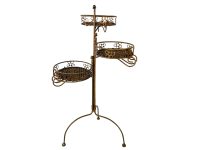 Vintage French Painted Gold Metal Pot Display Stand Pedestal vase ornament table trivet multi level three place circa 1990-00's / EVE