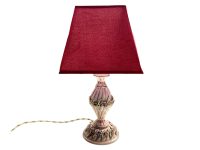 Vintage English Bedside Dressing Table Desk Ceramic Pink Electric Lamp Light With Lampshade c1960-70's / EVE