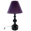 Vintage French Bedside Dressing Table Desk Wood Black Purple Electric Lamp Light Electric Lampshade c1980-90's / EVE