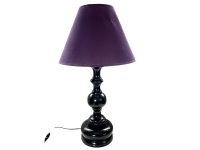 Vintage French Bedside Dressing Table Desk Wood Black Purple Electric Lamp Light Electric Lampshade c1980-90's / EVE