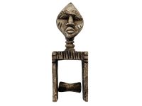 Vintage African Small face Pulley Wooden Standing Decor Carved Statue Carving Sculpture Wood Tribal Art c1970-80's / EVE de France