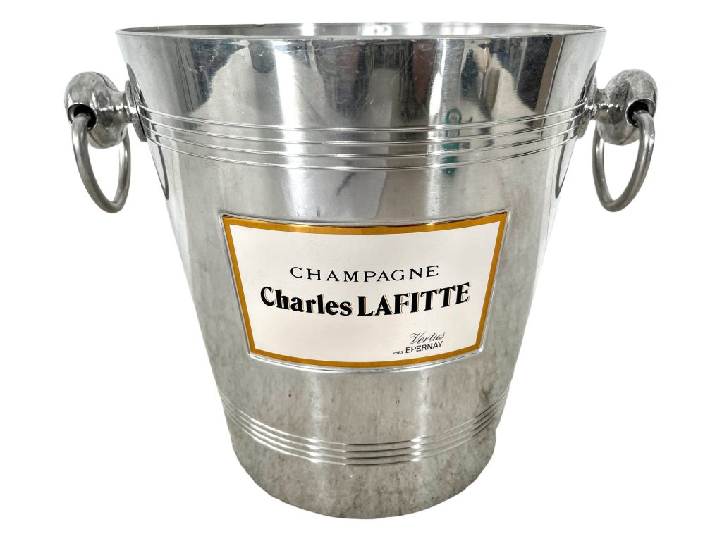 Vintage French Silver Metal Charles Lafitte Champagne Wine Ice Bucket Cooler Display Stand Pot Handled c1980-90’s / EVE