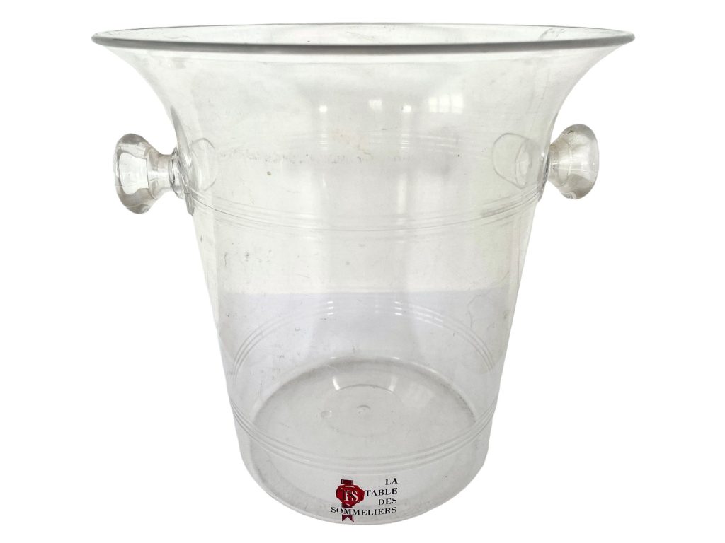 Vintage French Clear Plastic La Table Des Sommeliers Champagne Wine Ice Bucket Cooler Display Stand Pot Handled c1980-90’s / EVE