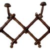 Vintage French Wood Wooden Five Coat Knob Two Hat Hook Shelf Coat Hanger Decor Display Hallway Cloakroom Bamboo Look c1930-40's / EVE