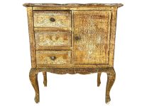 Vintage Italian Florentine Florence Gold Balsa Wood Ornately Decorated Small Side Table Cupboard Chest Of Drawers Stand c1950-60's / EVE