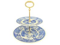 Vintage German Afternoon Tea Plates Cake Sandwich Serving Table Display Blue White Porcelain Bowl Dish Plate c1970's / EVE