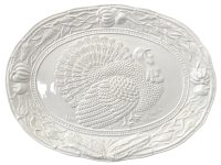 Vintage Portuguese Ceramic White Turkey Plate Platter Server Serving Plate Dish Lunch Dinner Side c1970-80's / EVE