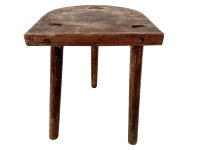 Vintage Stool Wooden Wood Milking Chair Seat Kitchen Table Farm D Shaped Seat Plant Rest Stand Plinth Tabouret c1960-70's / EVE