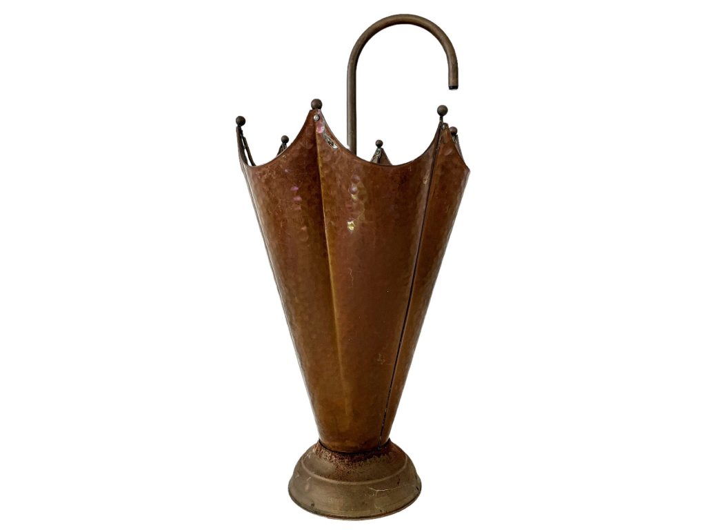 Vintage Moroccan Copper and Brass Metal Umbrella Walking Stick Stand Storage Pot Container Display Hallway Prop circa 1970-80’s / EVE