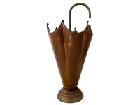 Vintage Moroccan Copper and Brass Metal Umbrella Walking Stick Stand Storage Pot Container Display Hallway Prop circa 1970-80's